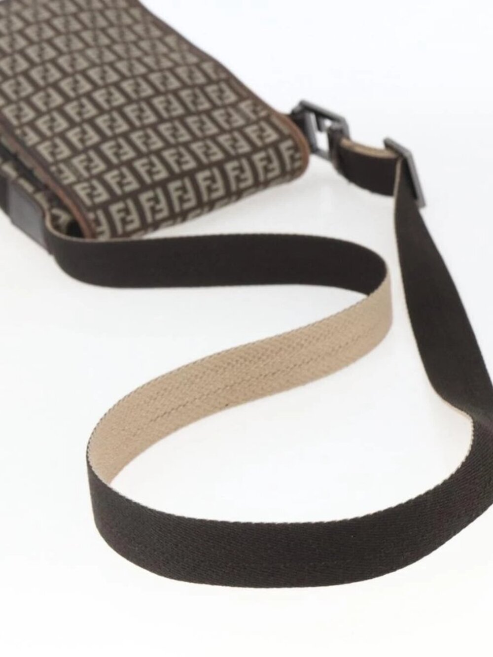 FENDI Zucchino Canvas Shoulder Bag Brown Auth SW1875 - Picture 8 of 16